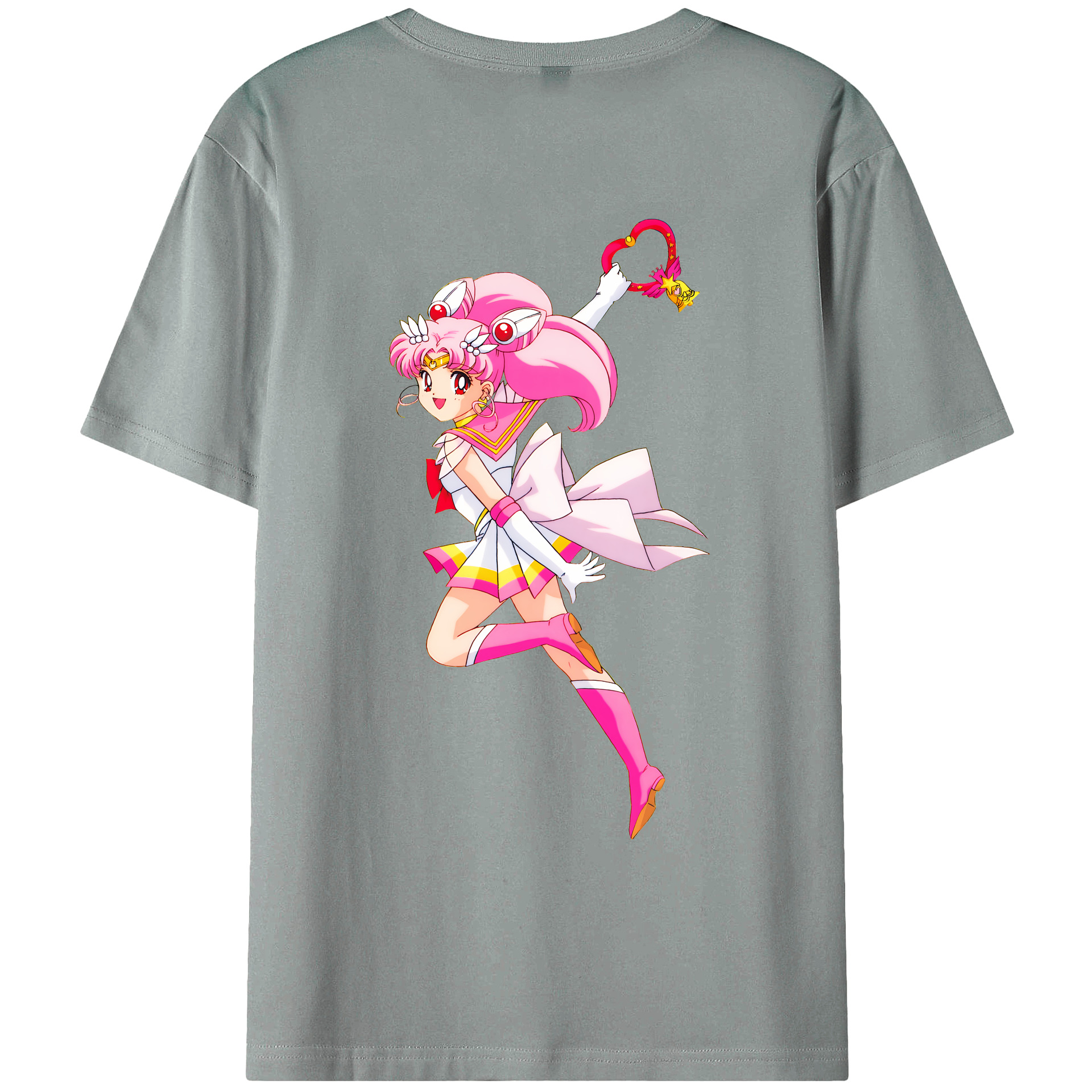 （画像用） 美少女戦士セーラームーン ちびうさ Sailor Moon Chibiusa Tsukino Usagi Small Lady Serenity 綿100％ メンズ半袖Tシャツ（バックプリント） 通気性